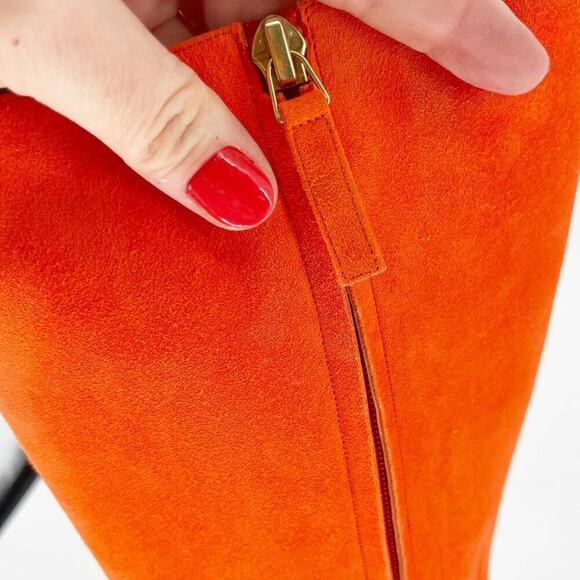 Manolo Blahnik Lina Orange Suede Knee High Pointed Toe Heeled Boot size IT 39.5 - Picture 12 of 15
